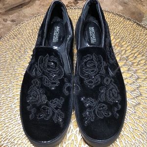 Michael Kors black velvet and sequin loafers 7.5